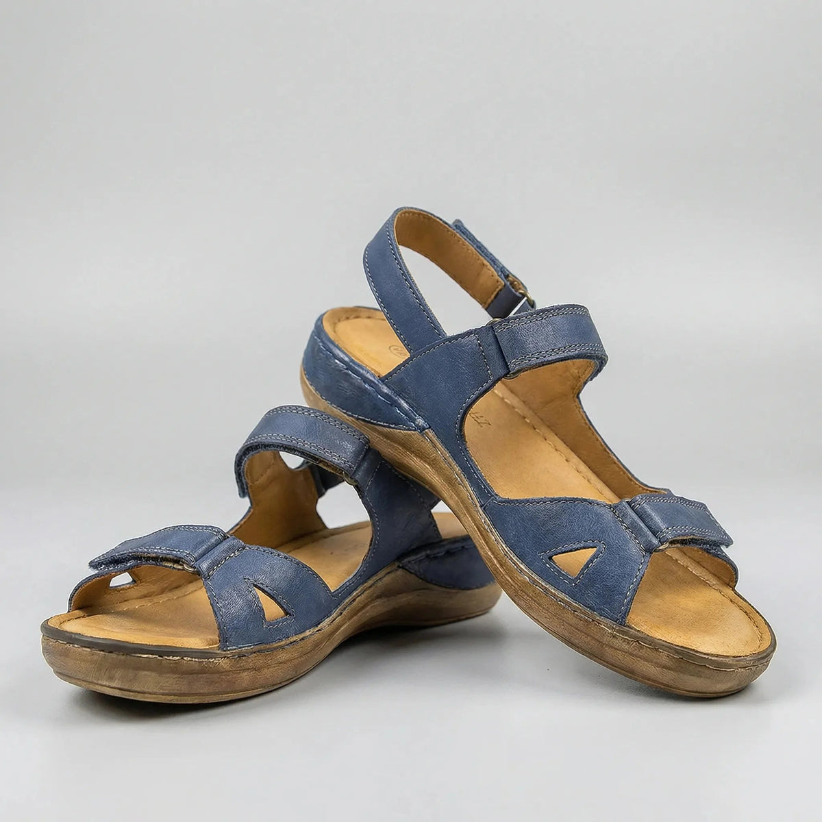 Women’s Low Platform Slide Sandals with Ankle Strap and Open Toe