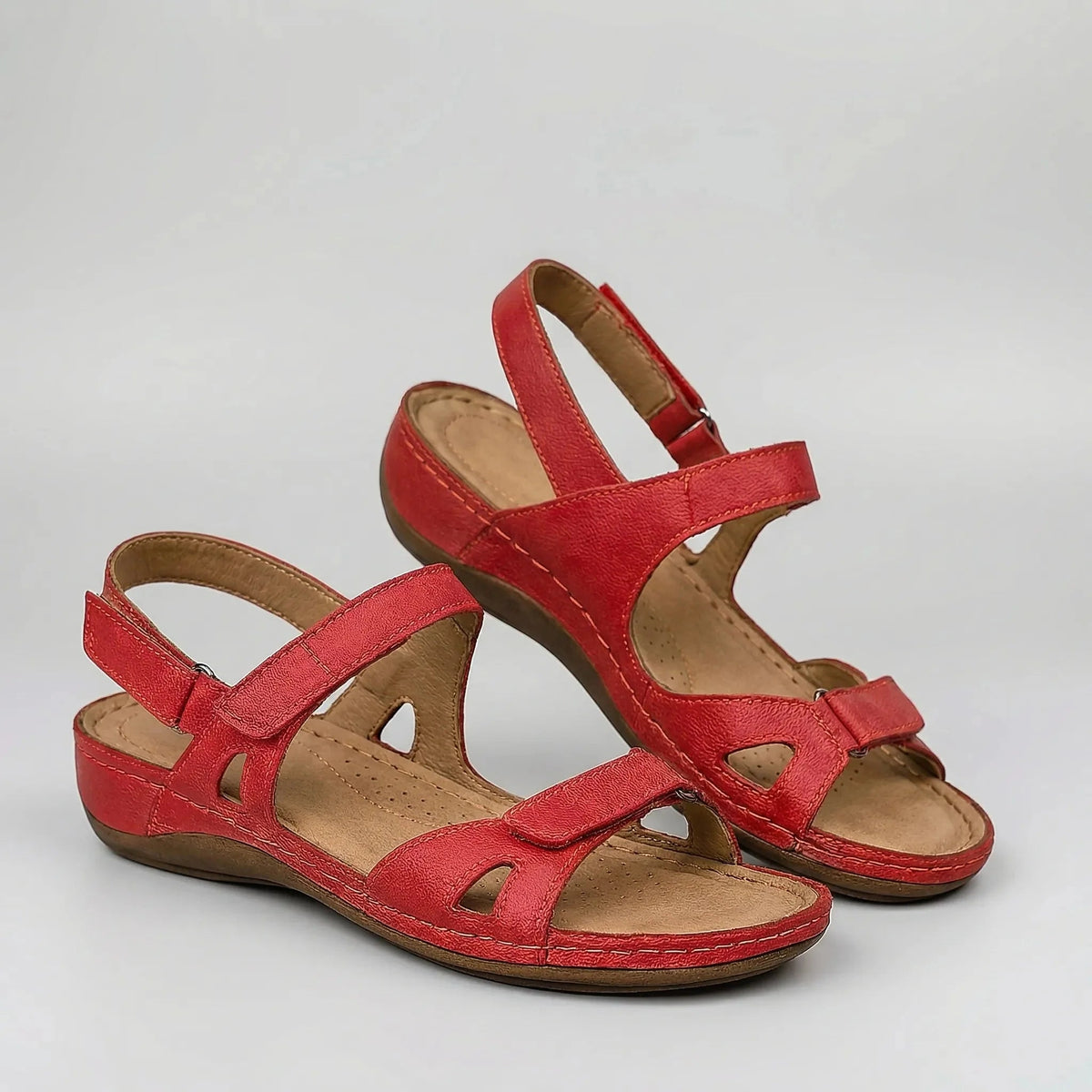 Women’s Low Platform Slide Sandals with Ankle Strap and Open Toe