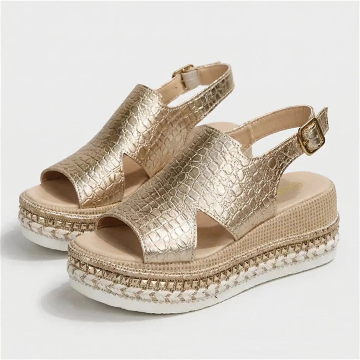 Women’s Platform Espadrille Sandals with Chunky Wedge and Open Toe