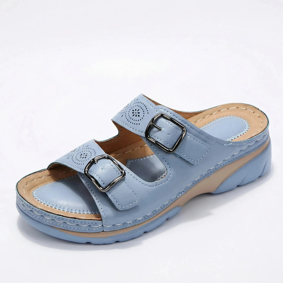 Women's Platform Sandals Wedge Heeled Slides Open Toe Chunky Slip On Summer Comfort Casual Beach - image 1