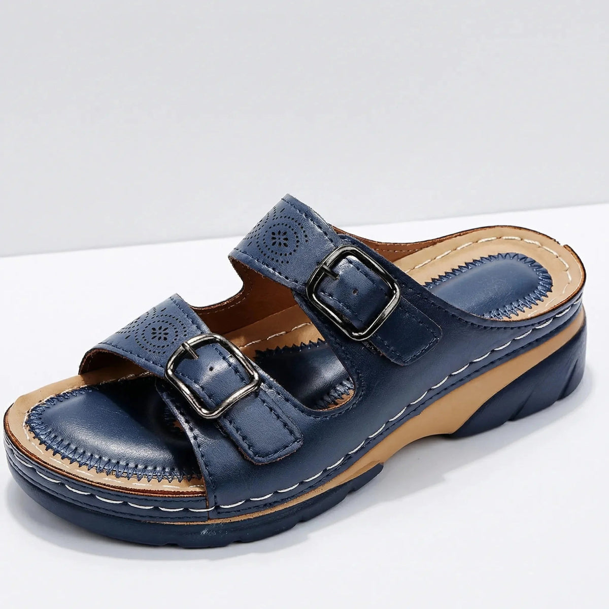 Women's Platform Sandals Wedge Heeled Slides Open Toe Chunky Slip On Summer Comfort Casual Beach