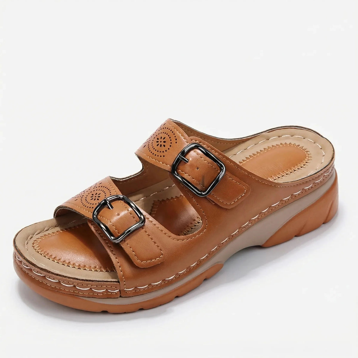 Women's Platform Sandals Wedge Heeled Slides Open Toe Chunky Slip On Summer Comfort Casual Beach