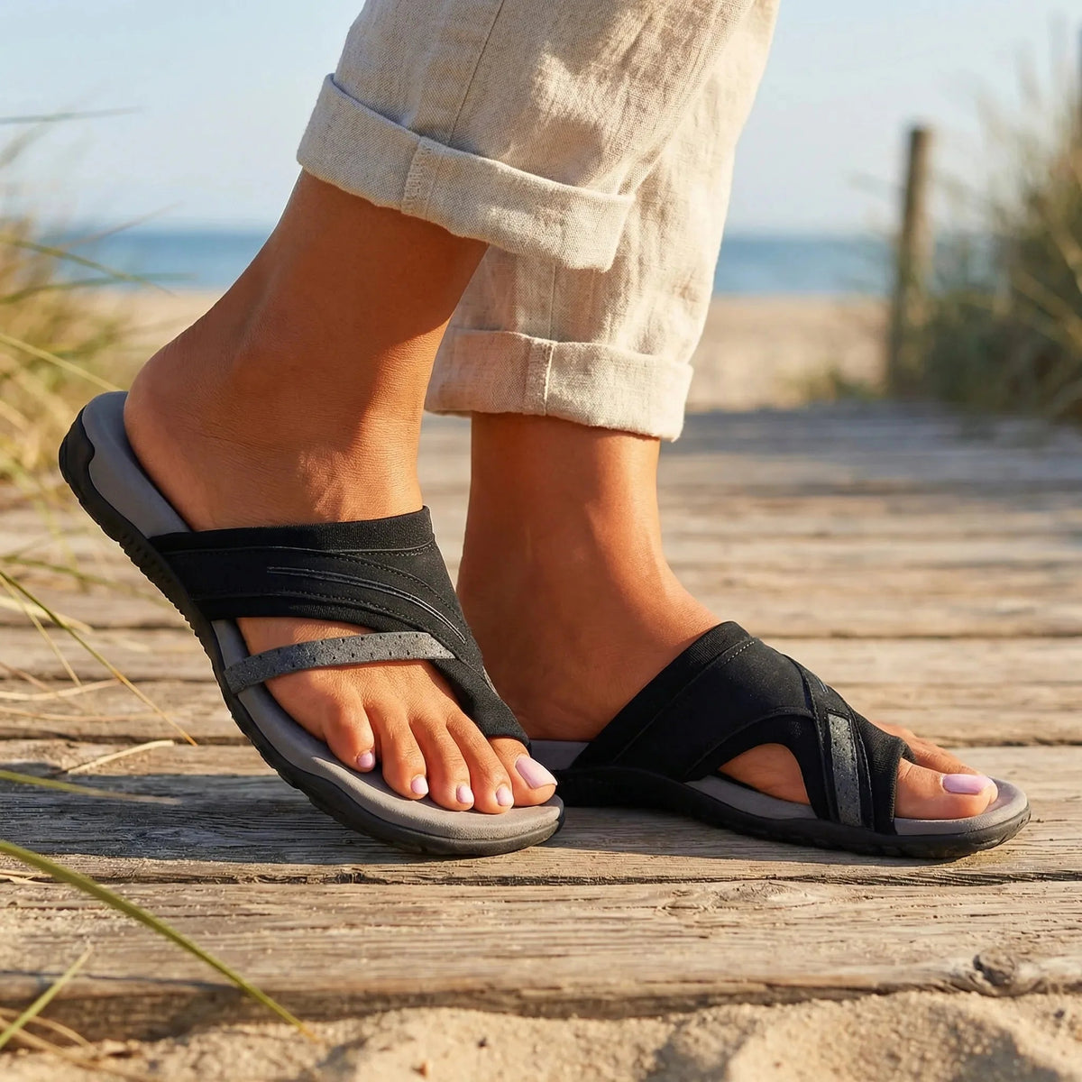 Women's Slide Sandals Cross Strap Flat Open Toe Slip On Summer Beach Casual Comfort Slides - image 2