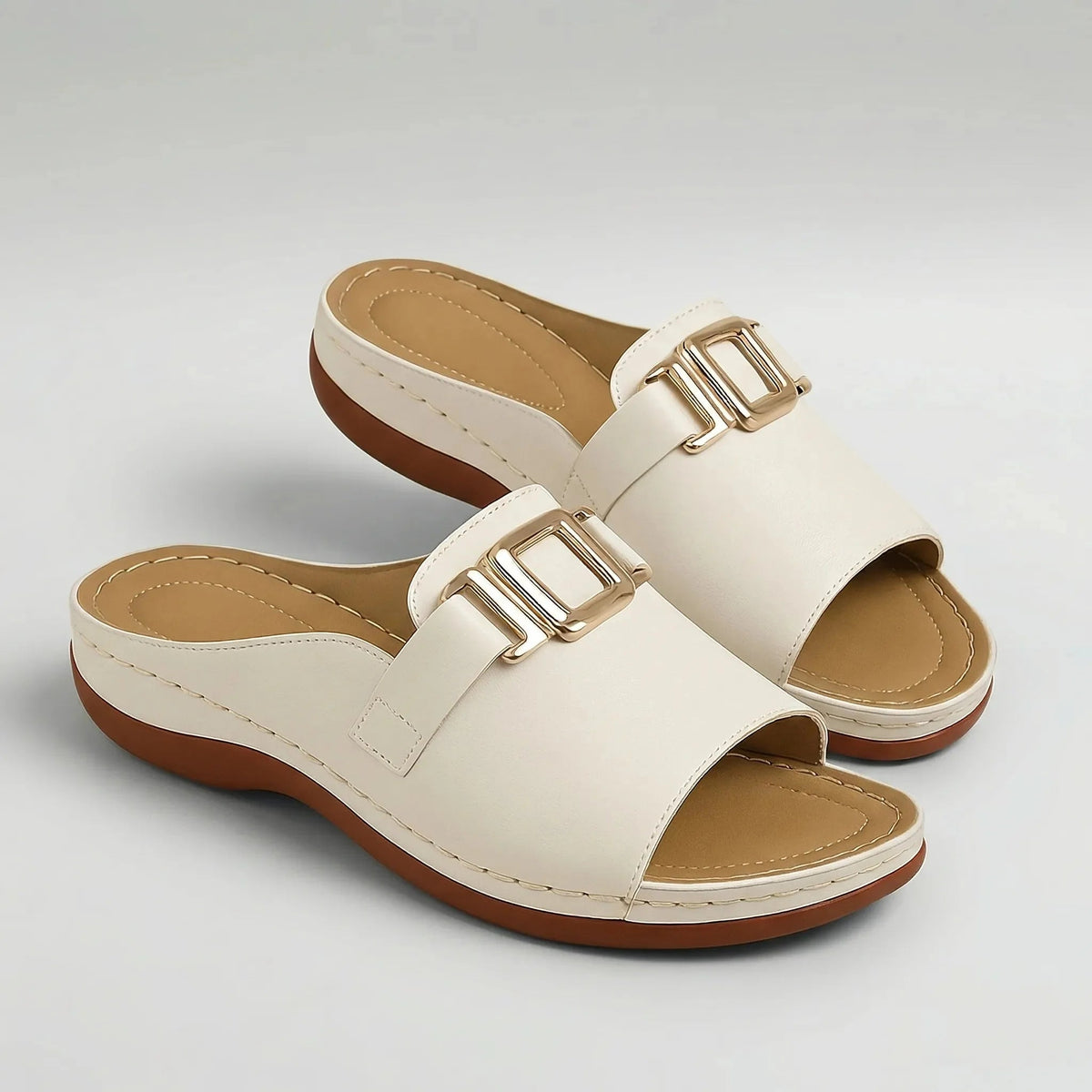 Women's Slide Sandals Low Heel Open Toe Slip On Mules Summer Comfort Casual Beach Slides - image 4