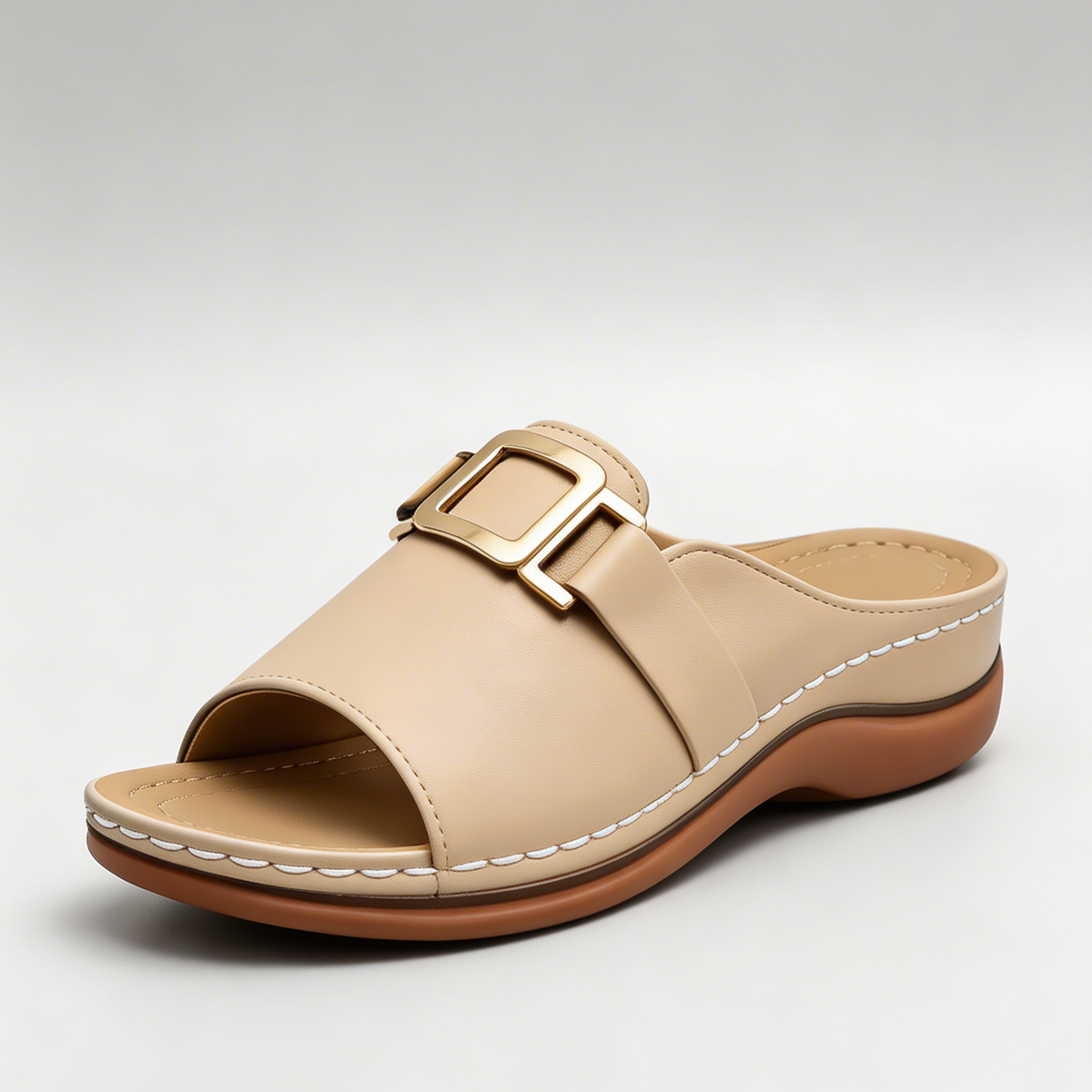 Women's Slide Sandals Low Heel Open Toe Slip On Mules Summer Comfort Casual Beach Slides