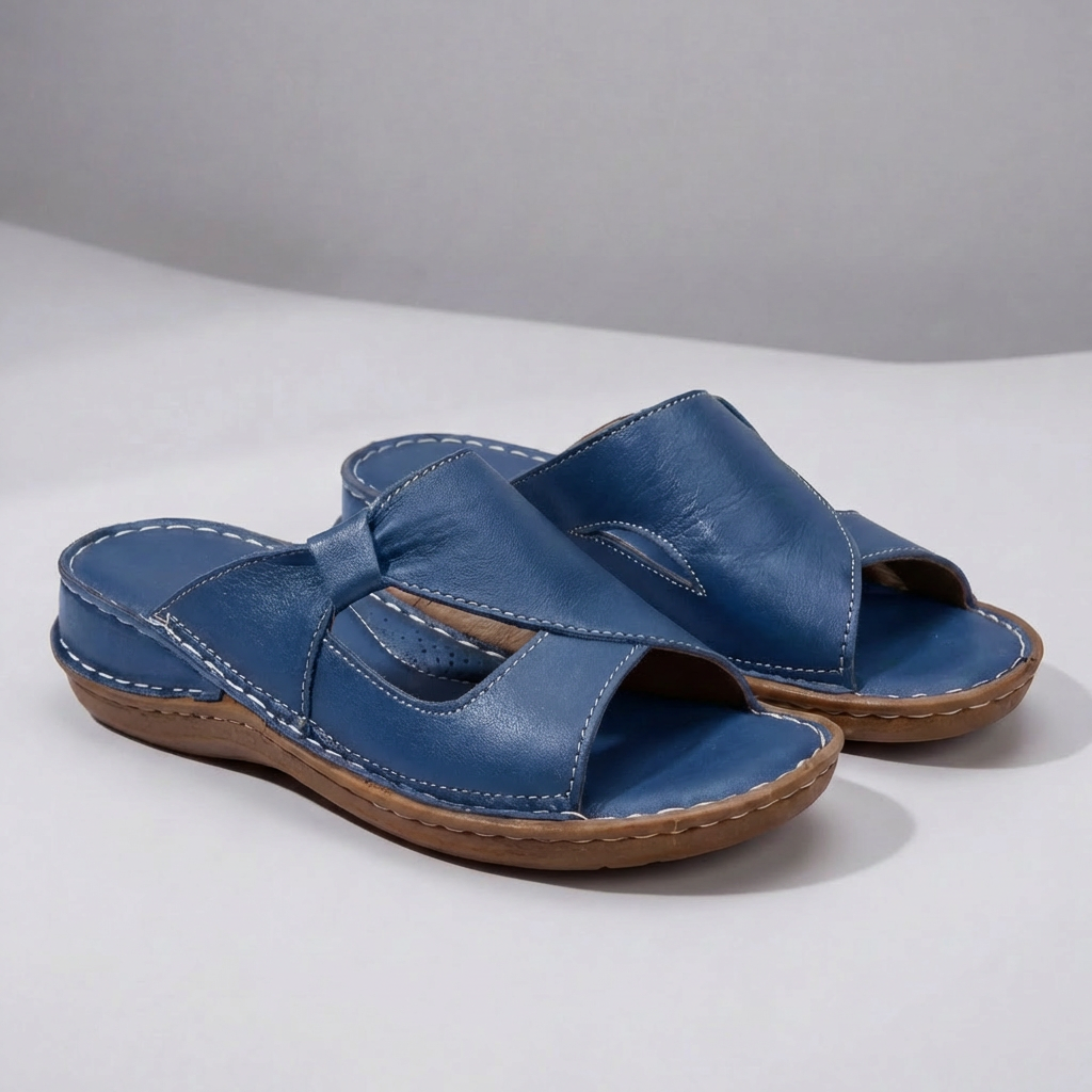 Women’s Flat Slide Mules with Slip-On Fit and Open Toe