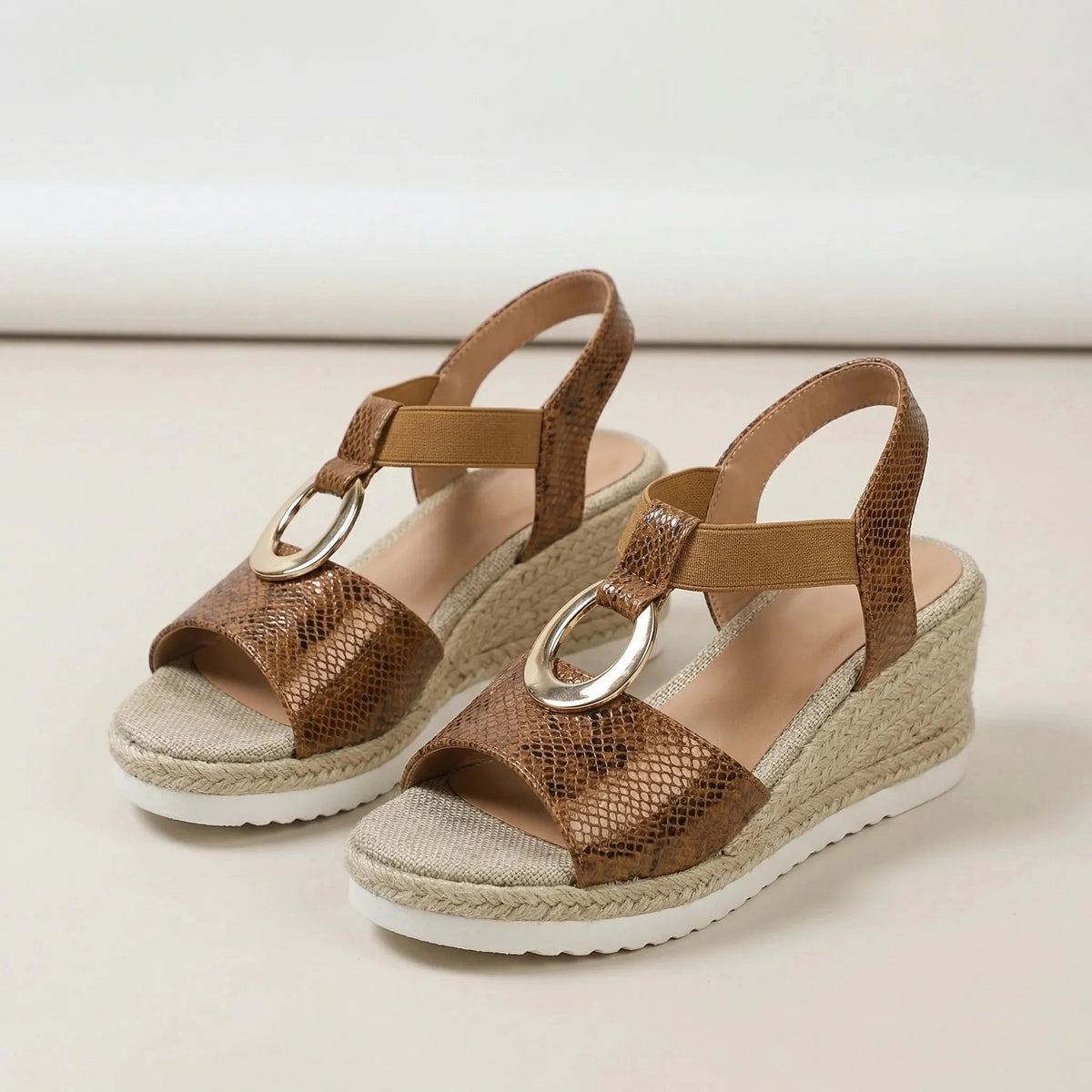 Women’s Espadrille Wedge Sandals with Ankle Strap and Open Toe