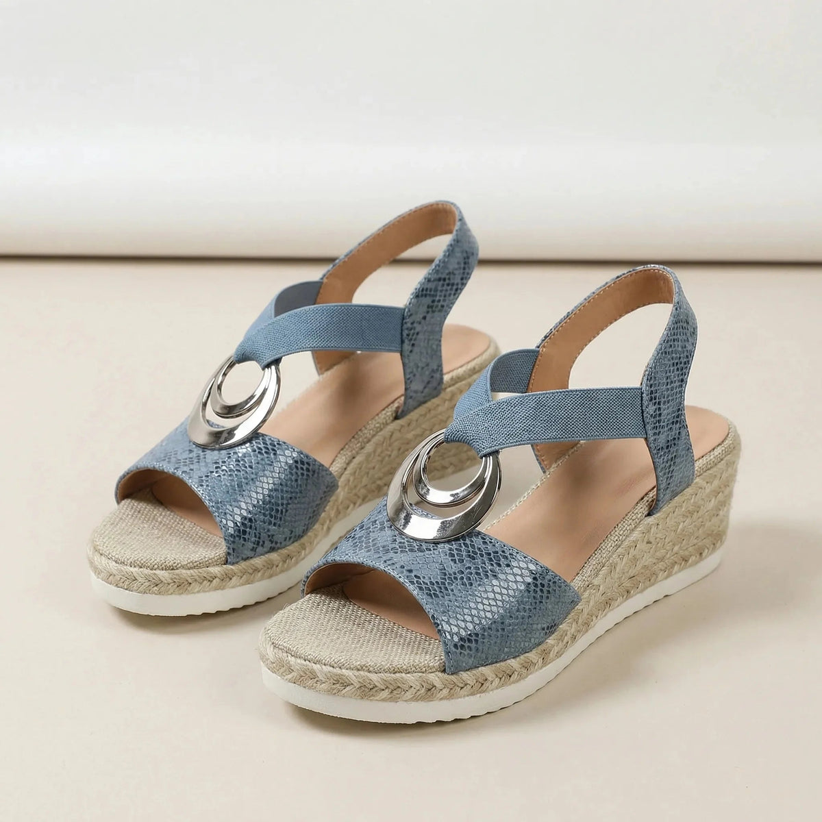 Women’s Espadrille Wedge Sandals with Ankle Strap and Open Toe