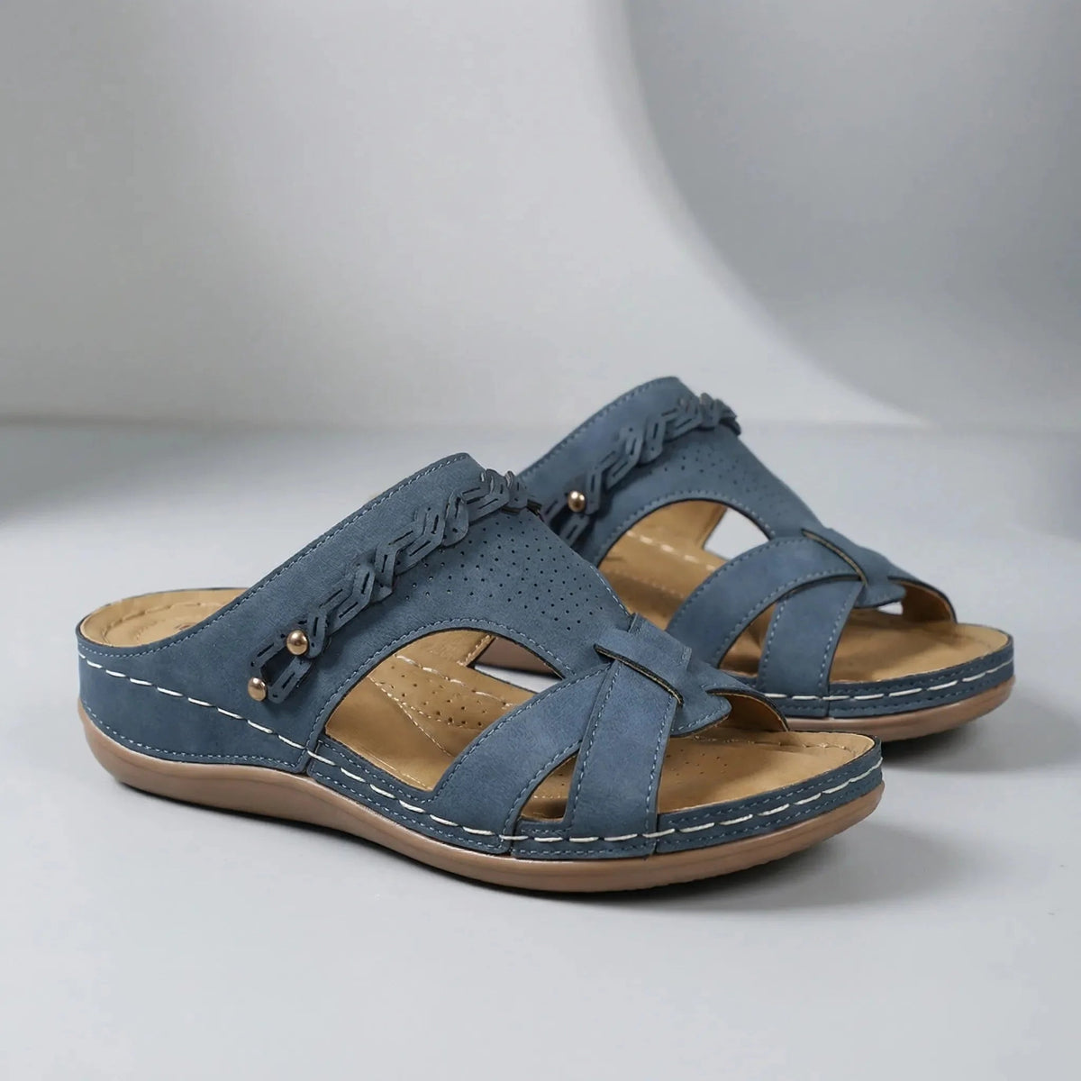 Women's Wedge Sandals Bohemian Slides Mules Open Toe Platform Slip On Summer Boho Comfort Casual