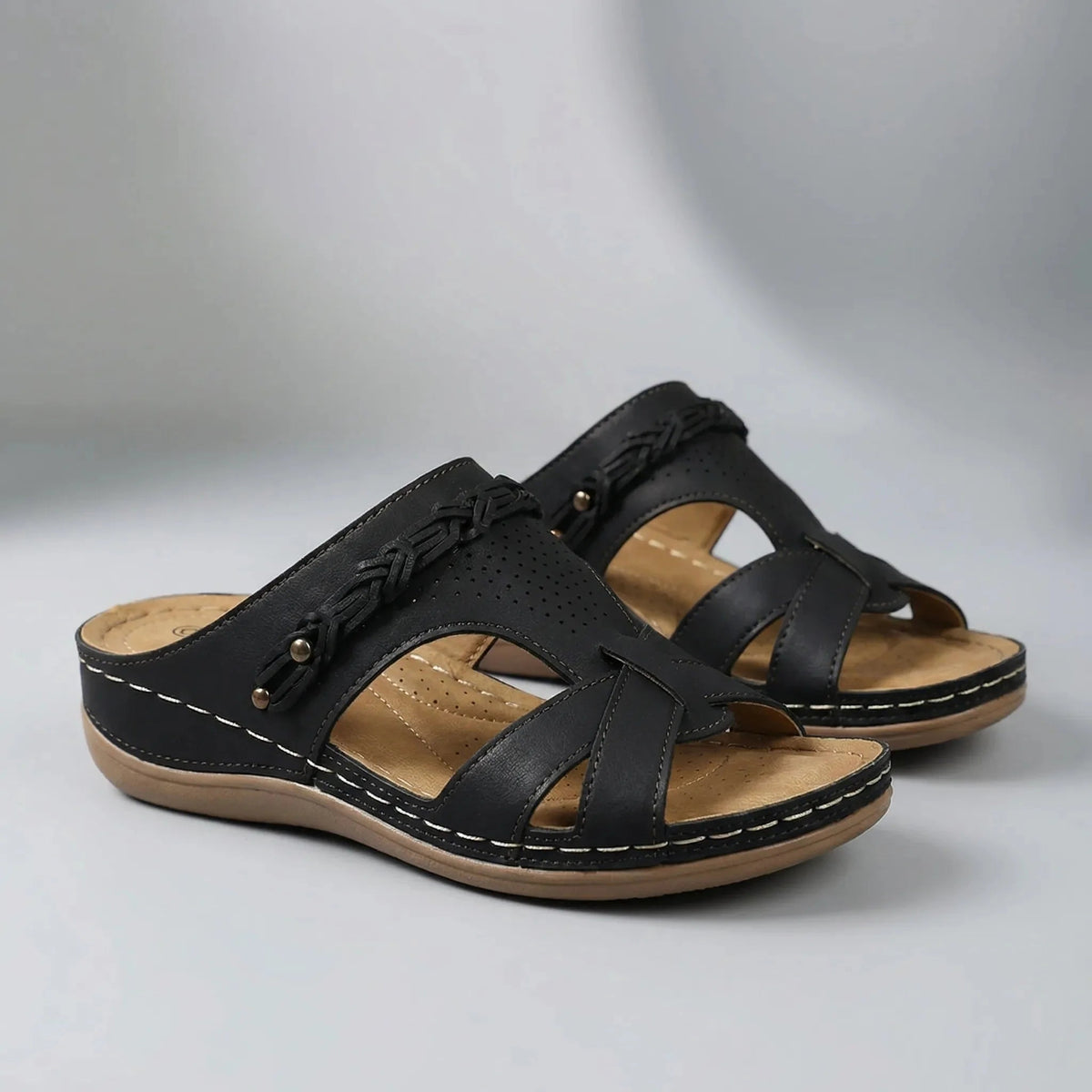 Women's Wedge Sandals Bohemian Slides Mules Open Toe Platform Slip On Summer Boho Comfort Casual