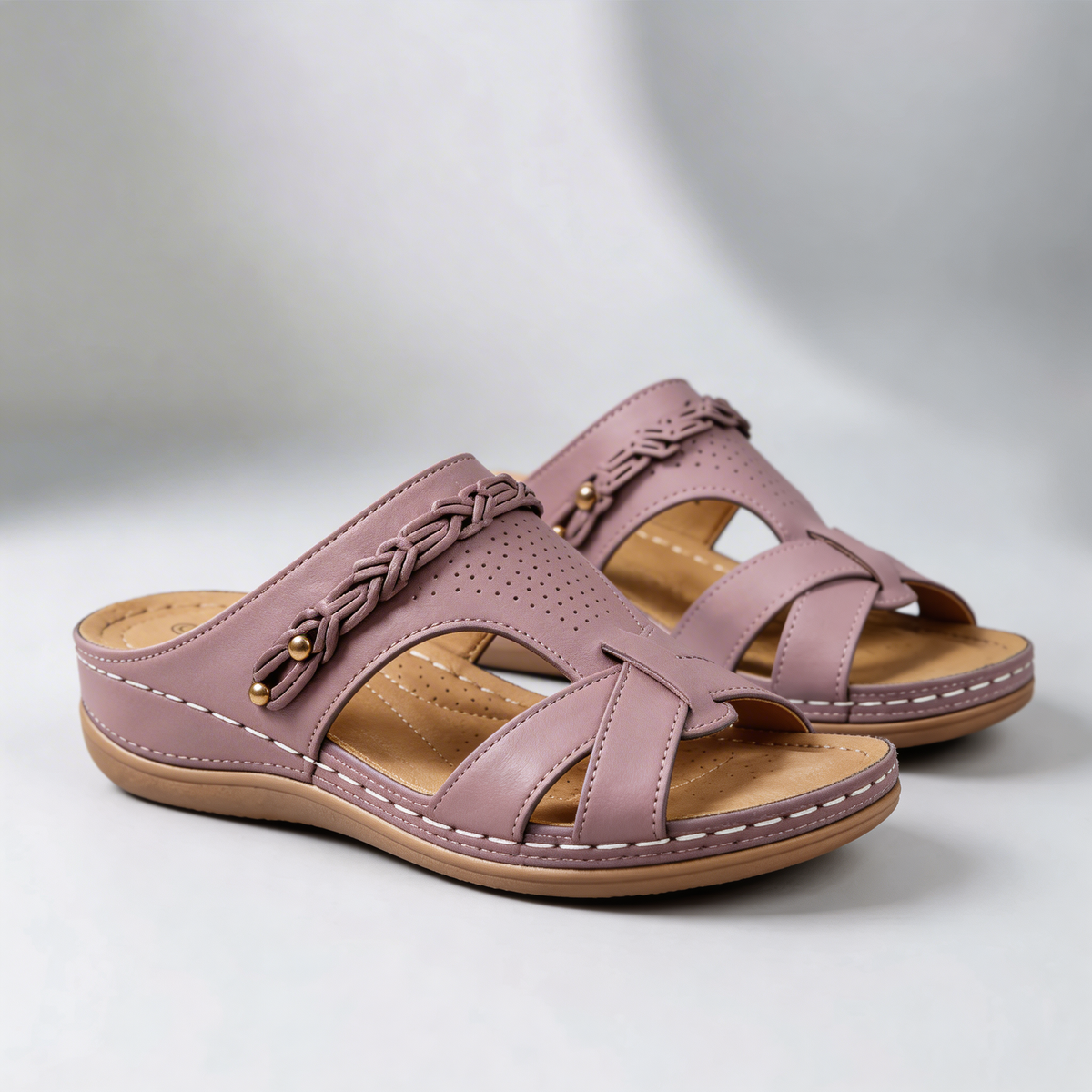 Women's Wedge Sandals Bohemian Slides Mules Open Toe Platform Slip On Summer Boho Comfort Casual