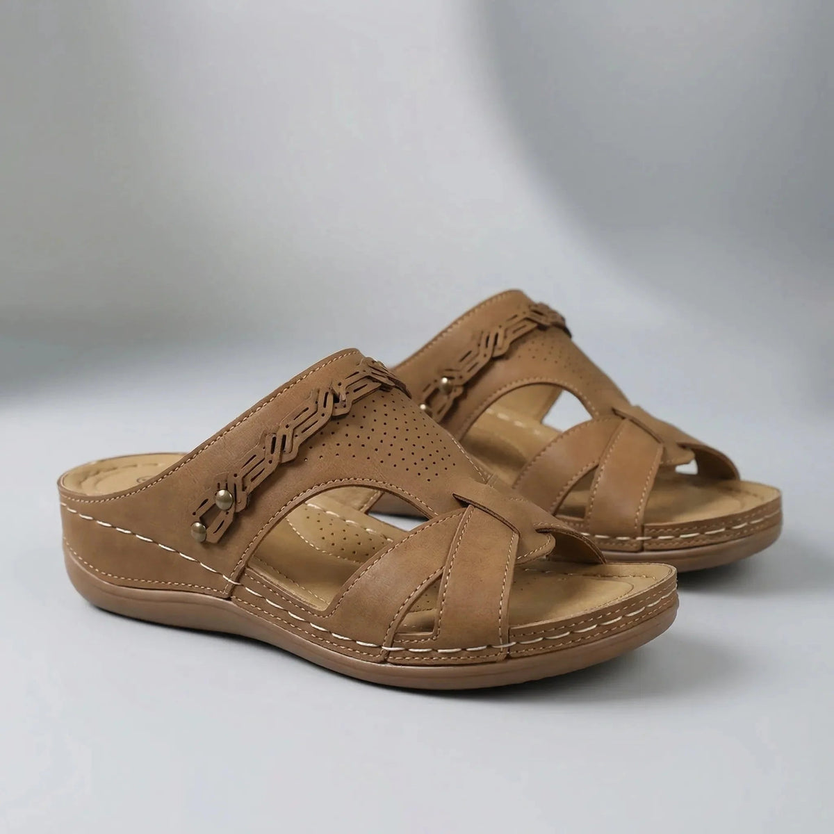 Women's Wedge Sandals Bohemian Slides Mules Open Toe Platform Slip On Summer Boho Comfort Casual