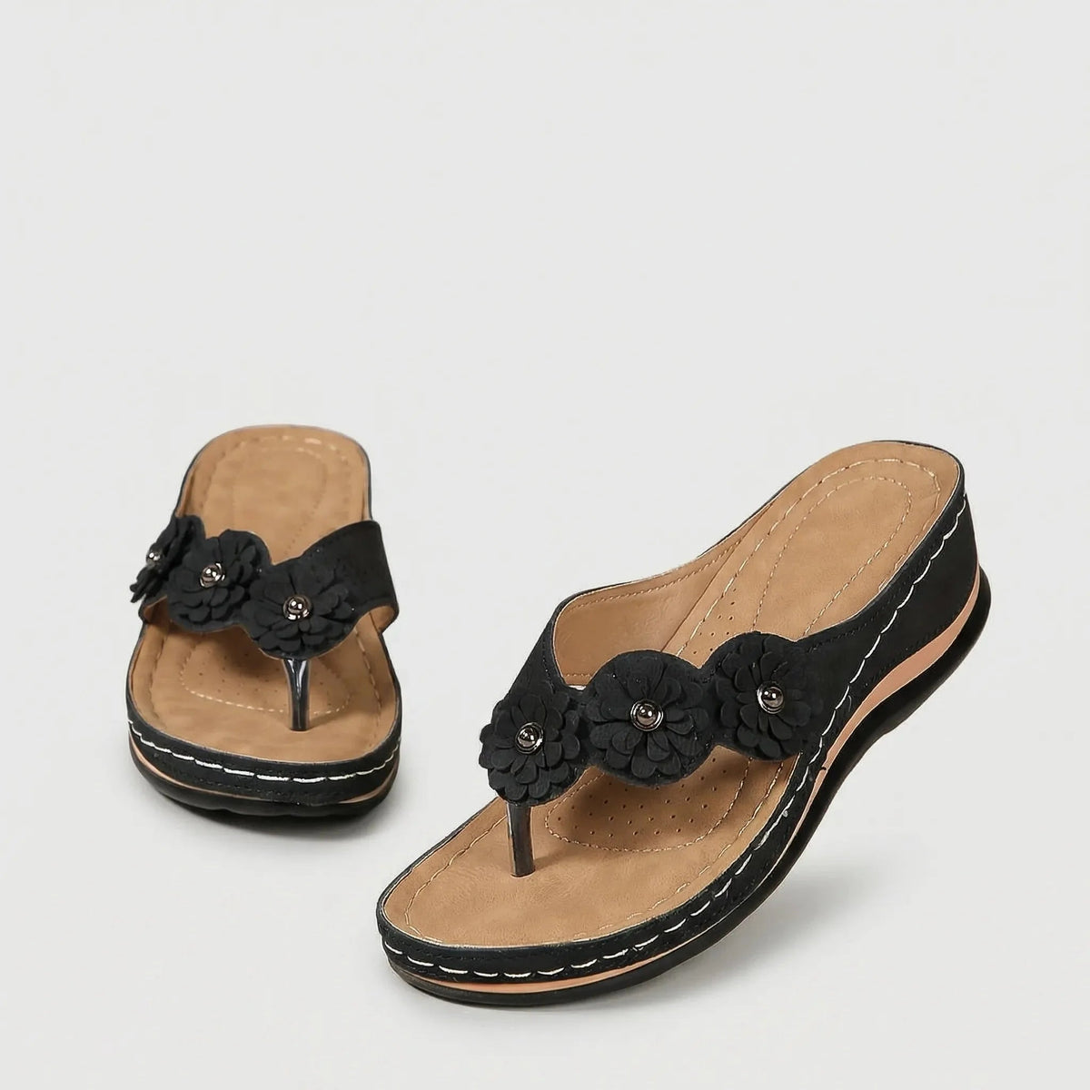 Women's Wedge Sandals Floral Platform Thong Flip Flops Open Toe Summer Comfort Casual Beach Wedges