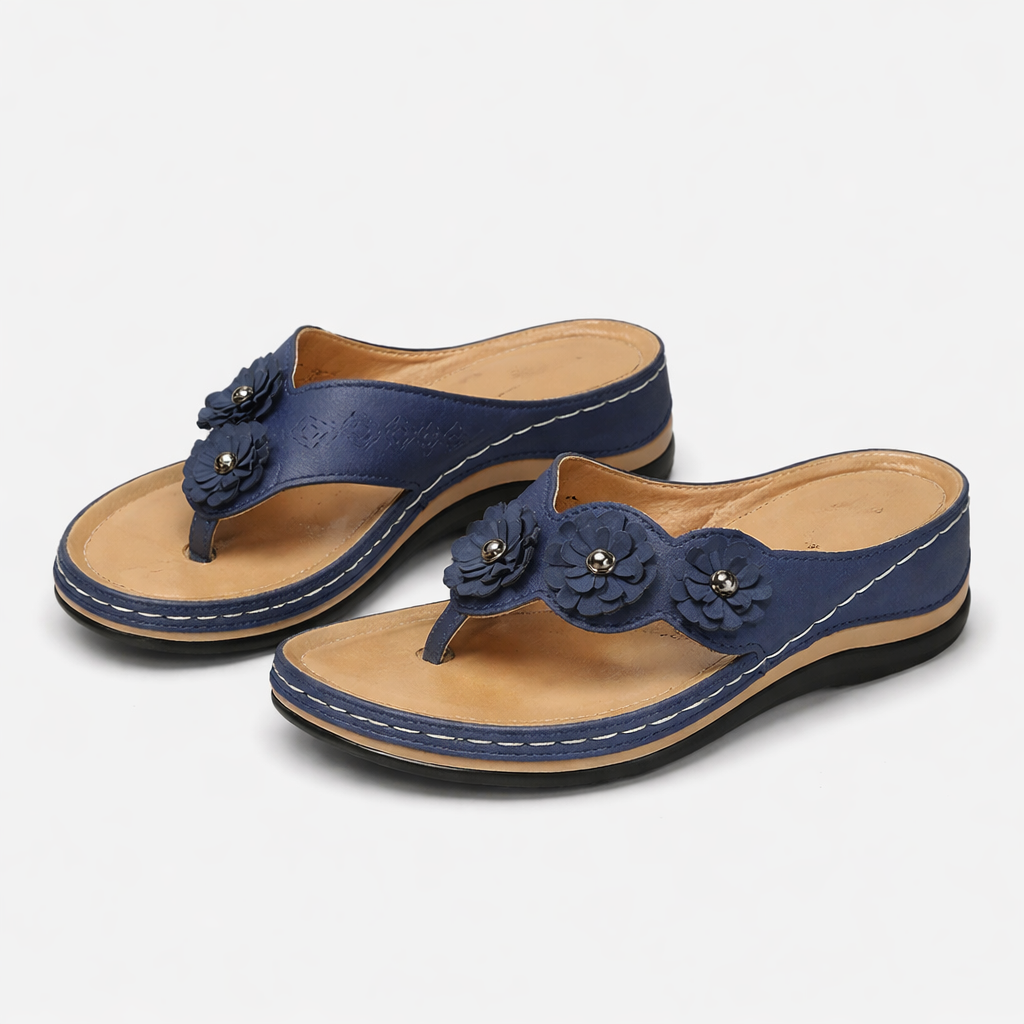 Women's Wedge Sandals Floral Platform Thong Flip Flops Open Toe Summer Comfort Casual Beach Wedges - image 5