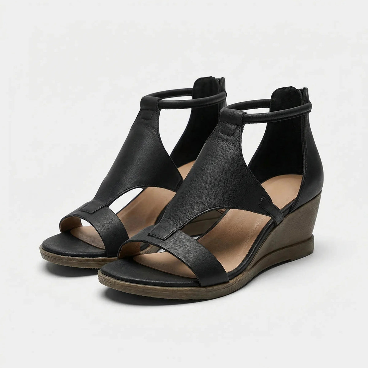 Women’s Wedge Sandals with Ankle Strap and Contoured Footbed