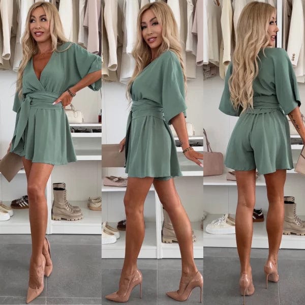 Women's Wrap Mini Dress Short Sleeve Summer Sundress Beach V Neck Flowy Casual Print Everyday - image 5